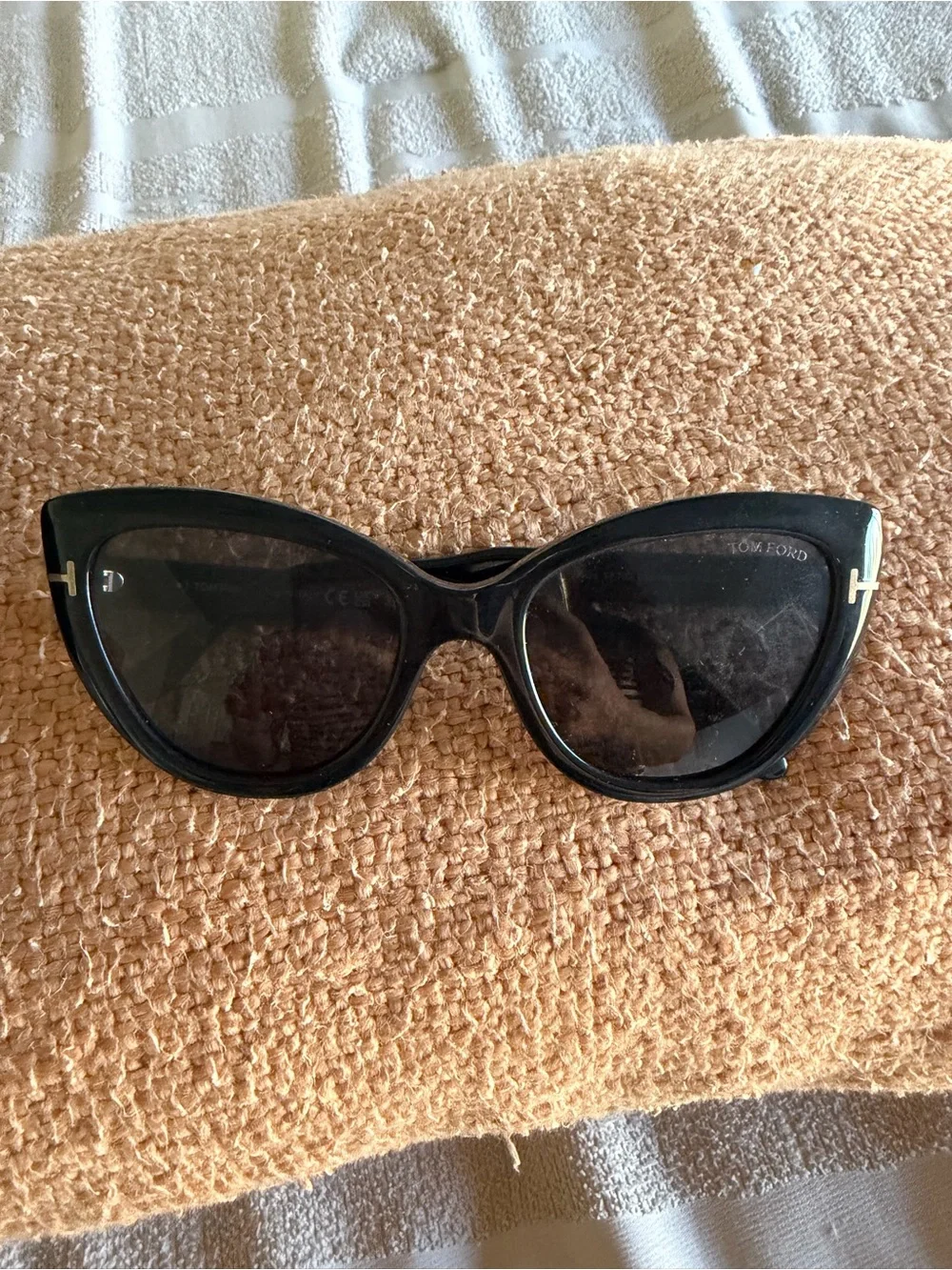 Tom Ford Black Cat-Eye Sunglasses with Black Case